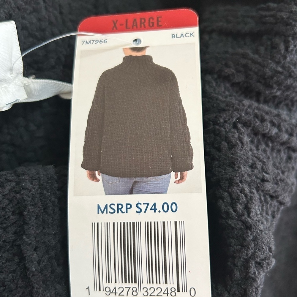 Seven7 Chenille Sweater Black Size XL Cowl Neck Oversized Knit Super Soft NWT - Picture 4 of 5